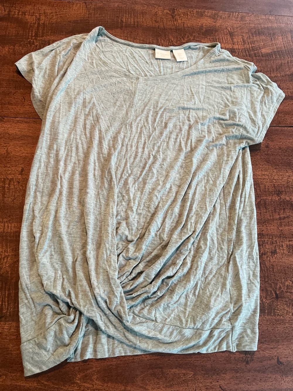 St. Tropez West Sage Green Knot Twist Front Modal Top Size S Coastal Beachy Boho